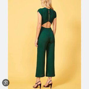 Reformation Mayer Jumpsuit, Emerald Green, XS XSmall OP Petite